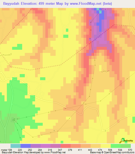 Bayyudah,Jordan Elevation Map