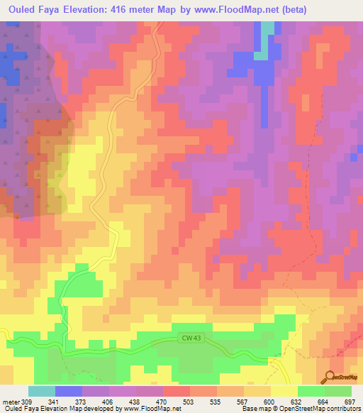 Ouled Faya,Algeria Elevation Map