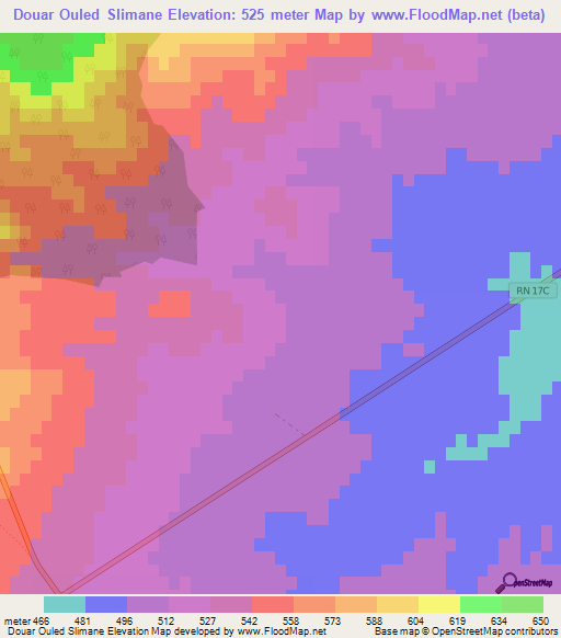 Douar Ouled Slimane,Algeria Elevation Map