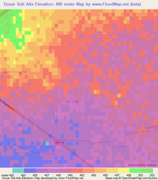 Douar Sidi Alla,Algeria Elevation Map