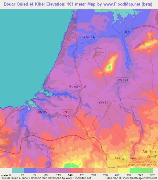 Douar Ouled el Kihel,Algeria Elevation Map