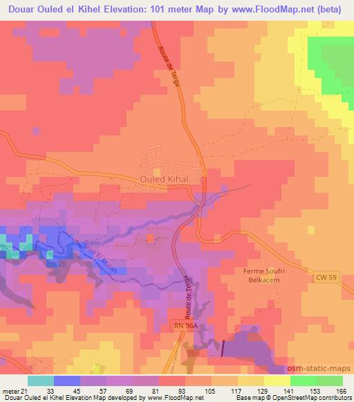 Douar Ouled el Kihel,Algeria Elevation Map