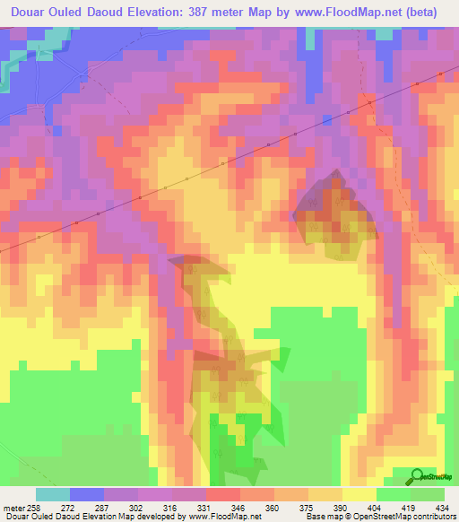 Douar Ouled Daoud,Algeria Elevation Map