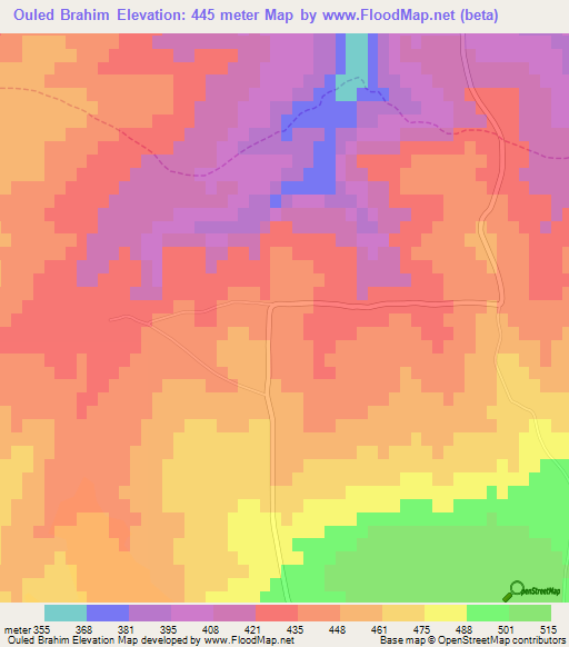 Ouled Brahim,Algeria Elevation Map