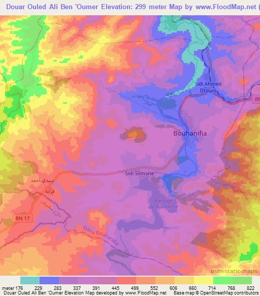 Douar Ouled Ali Ben 'Oumer,Algeria Elevation Map