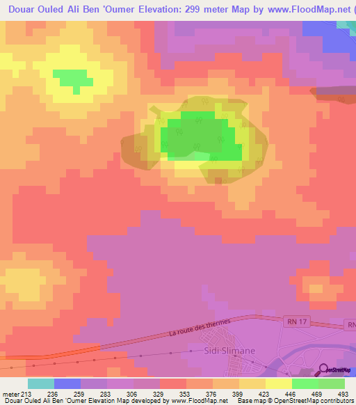 Douar Ouled Ali Ben 'Oumer,Algeria Elevation Map