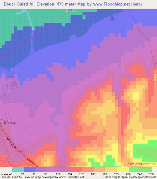 Douar Ouled Ali,Algeria Elevation Map