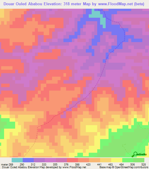 Douar Ouled Ababou,Algeria Elevation Map