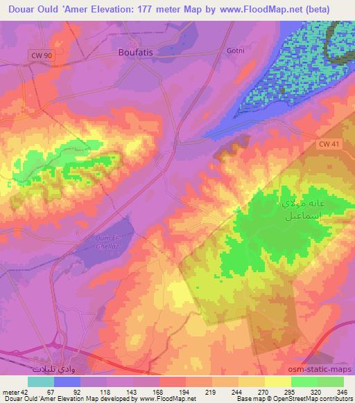 Douar Ould 'Amer,Algeria Elevation Map