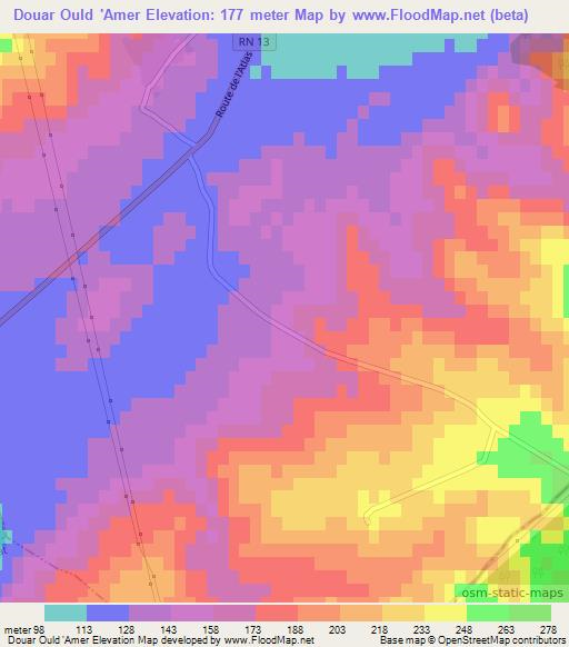 Douar Ould 'Amer,Algeria Elevation Map