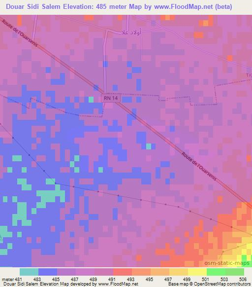 Douar Sidi Salem,Algeria Elevation Map