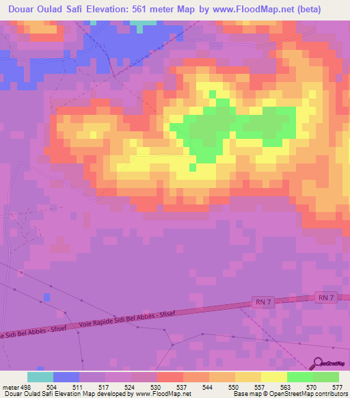 Douar Oulad Safi,Algeria Elevation Map