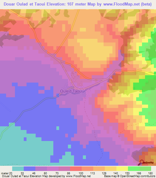 Douar Oulad et Taoui,Algeria Elevation Map