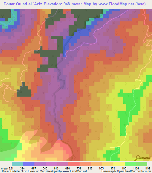 Douar Oulad el 'Aziz,Algeria Elevation Map