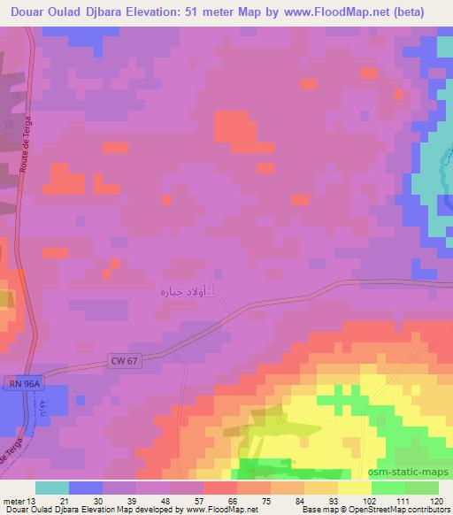 Douar Oulad Djbara,Algeria Elevation Map