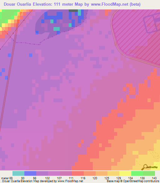 Douar Ouarlia,Algeria Elevation Map