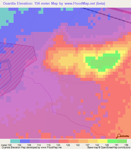 Ouardia,Algeria Elevation Map