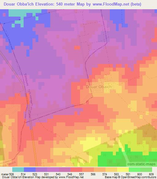 Douar Obba'ich,Algeria Elevation Map