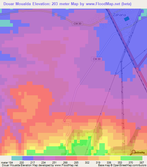 Douar Moualda,Algeria Elevation Map