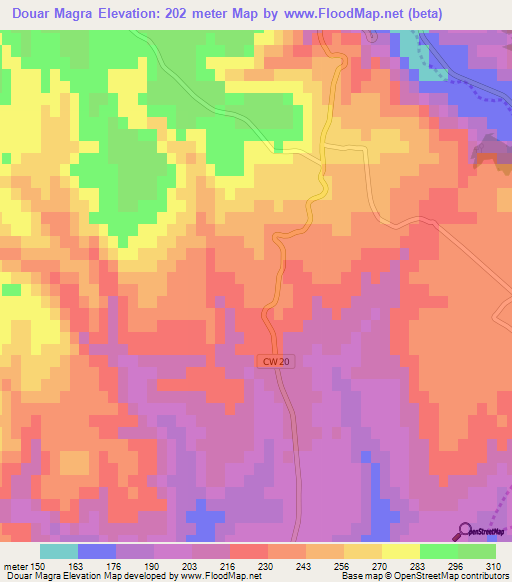 Douar Magra,Algeria Elevation Map