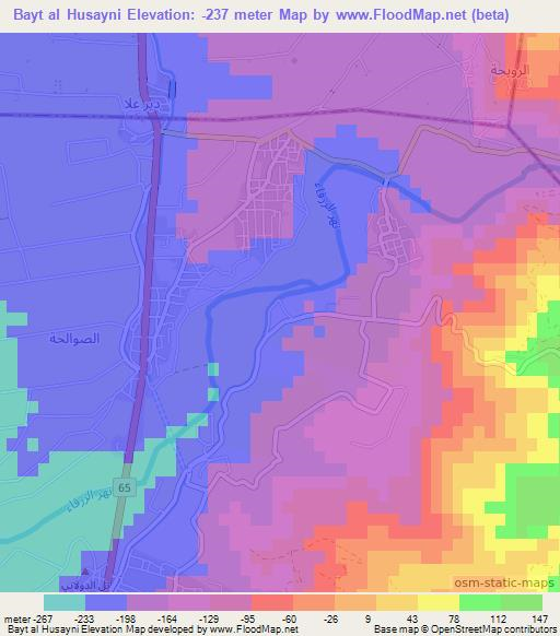 Bayt al Husayni,Jordan Elevation Map