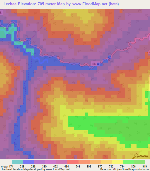 Lechaa,Algeria Elevation Map