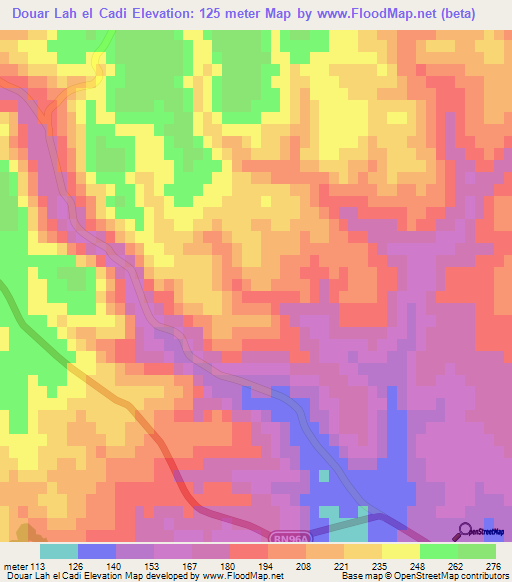 Douar Lah el Cadi,Algeria Elevation Map