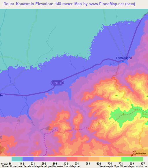 Douar Kouasmia,Algeria Elevation Map