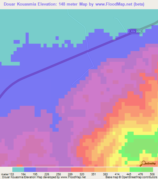 Douar Kouasmia,Algeria Elevation Map