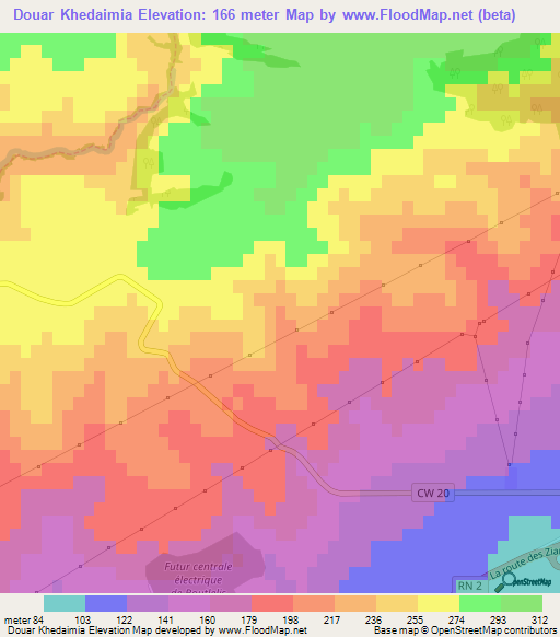 Douar Khedaimia,Algeria Elevation Map