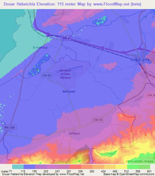Douar Habeichia,Algeria Elevation Map