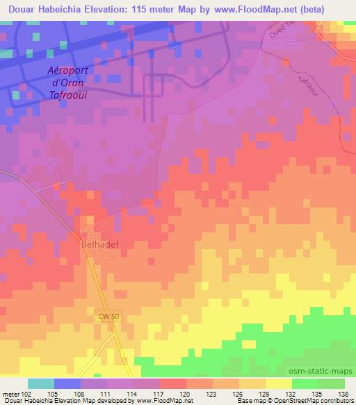 Douar Habeichia,Algeria Elevation Map