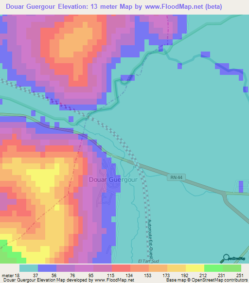 Douar Guergour,Algeria Elevation Map