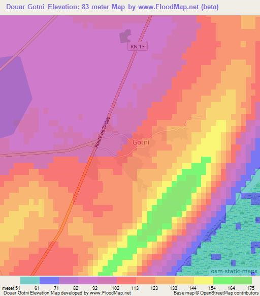 Douar Gotni,Algeria Elevation Map
