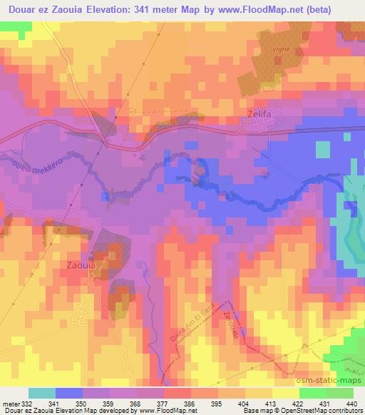 Douar ez Zaouia,Algeria Elevation Map