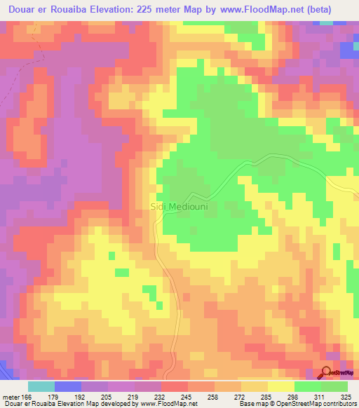 Douar er Rouaiba,Algeria Elevation Map