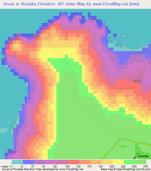 Douar er Rouaiba,Algeria Elevation Map