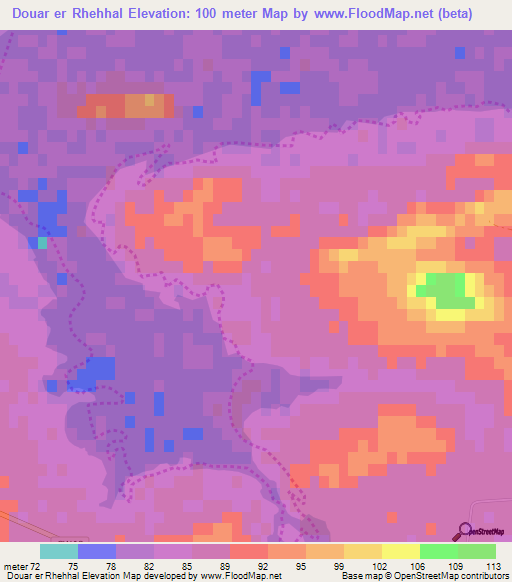 Douar er Rhehhal,Algeria Elevation Map