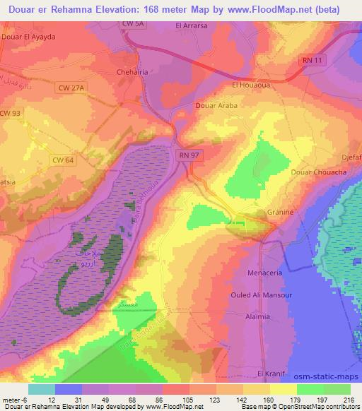 Douar er Rehamna,Algeria Elevation Map