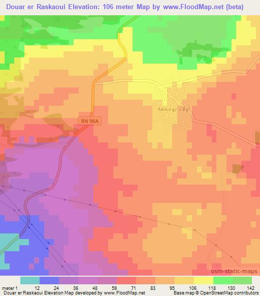Douar er Raskaoui,Algeria Elevation Map