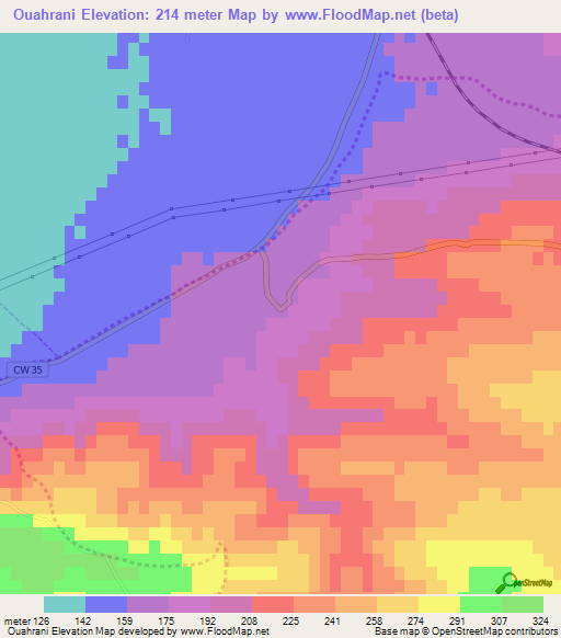 Ouahrani,Algeria Elevation Map