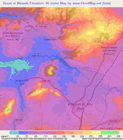 Douar el Msaada,Algeria Elevation Map