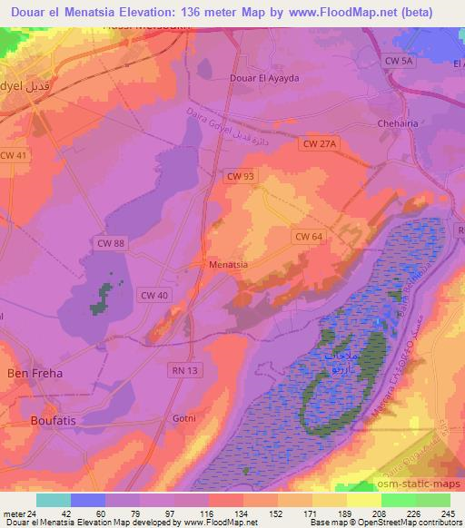 Douar el Menatsia,Algeria Elevation Map