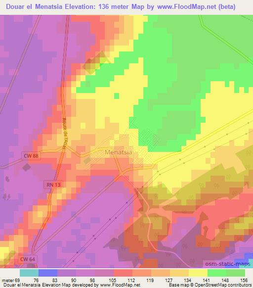 Douar el Menatsia,Algeria Elevation Map