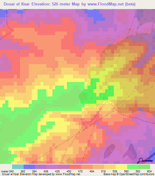 Douar el Ksar,Algeria Elevation Map