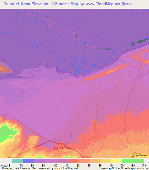 Douar el Krata,Algeria Elevation Map