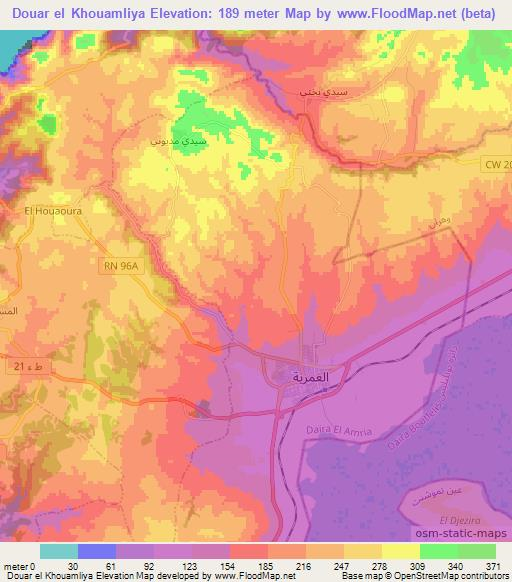 Douar el Khouamliya,Algeria Elevation Map