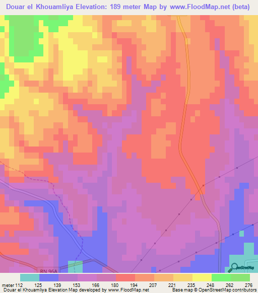Douar el Khouamliya,Algeria Elevation Map
