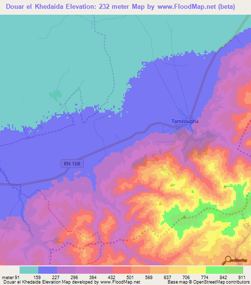 Douar el Khedaida,Algeria Elevation Map