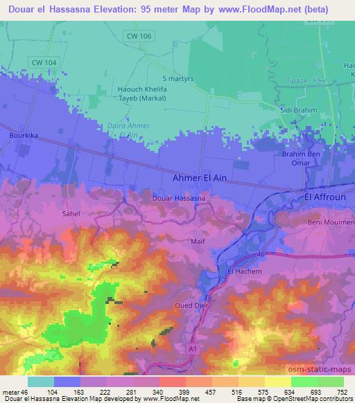 Douar el Hassasna,Algeria Elevation Map